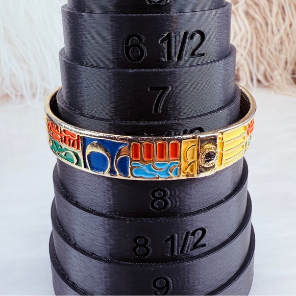 Vintage Textured Goldtone colorful signature Coach bangle bracelet - Picture 11 of 12